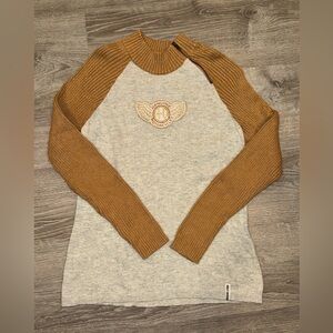 Harley Davidson Logo Cream Gold Knit Lightweight Sweater Women's Size XL